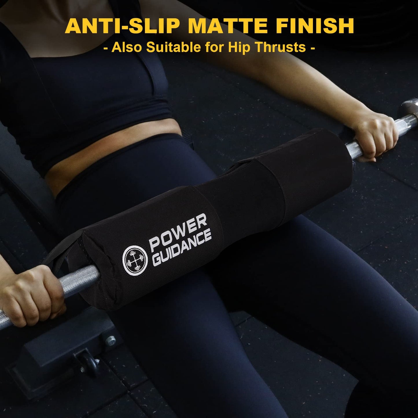 POWER GUIDANCE Barbell Squat Pad - Neck & Shoulder Protective Pad Anti-Skid Points for Squats, Lunges, Hip Thrusts, Weightlifting - Fit Standard and Olympic Bars, Black