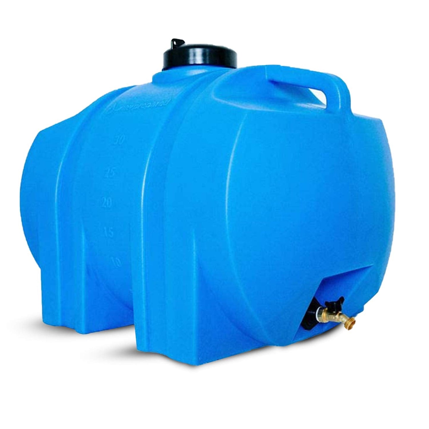 WaterPrepared Portable Water Tank, Plastic Handle & Hose Spigot, 35 Gallon, Blue - Heavy-Duty Beverage and Hydration Dispenser for Outdoor and Camping Trip