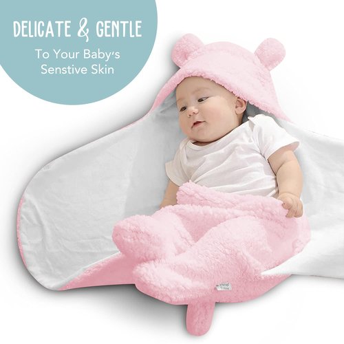BlueMello Baby Swaddle Blanket - Ultra-Soft Plush for Infants 0-6 Months | Pink Receiving Wrap | Ideal Gift for Newborns