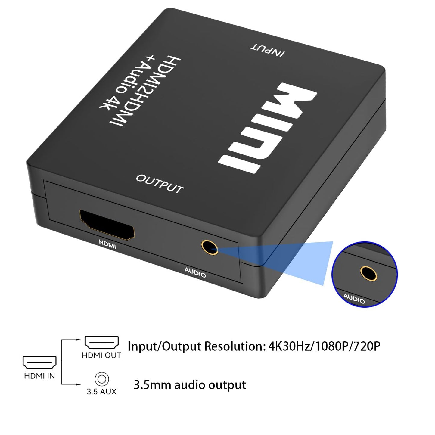 BJardinier 3.5mm 4K*2K@30HZ, 3D, 1080P PS3, PS4, PS5 HDMI Audio Extractor Splitter,HDMI to Audio Adapter, Compatible