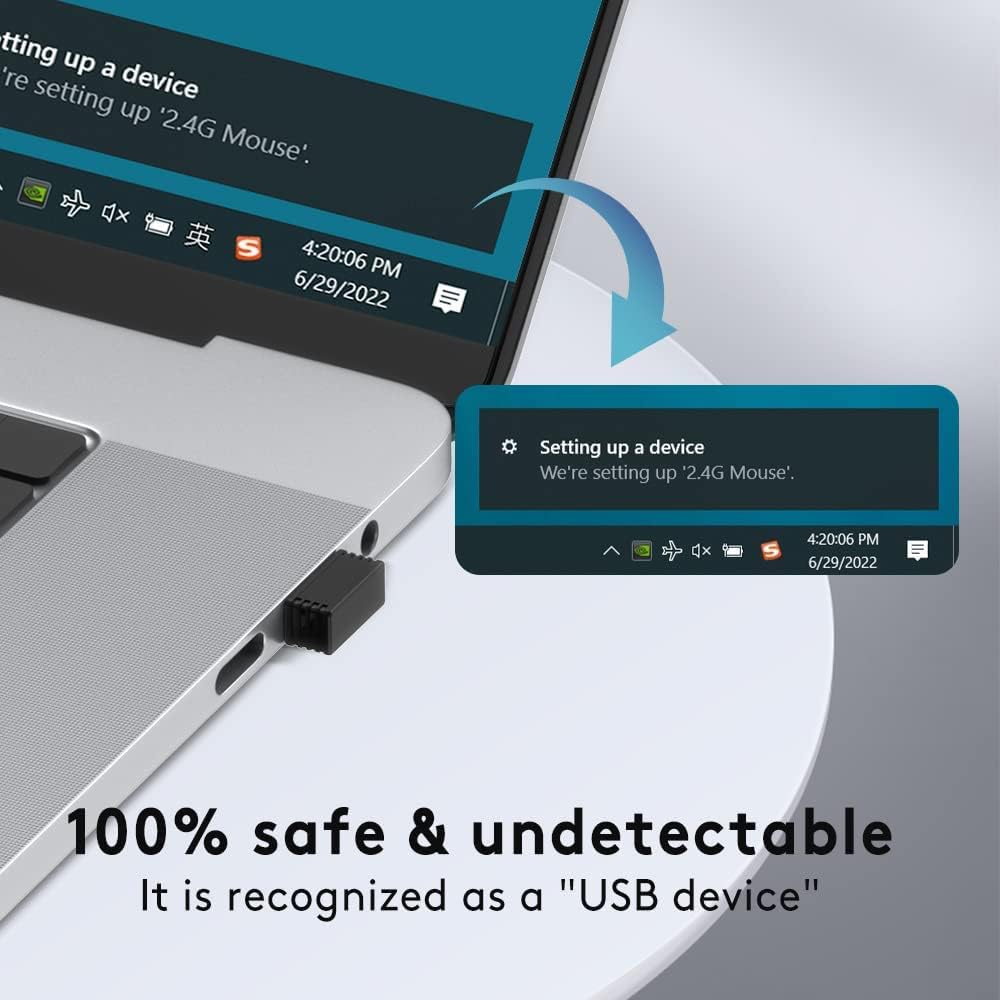 WFB 2 Pcs, Mouse Jiggler Undetectable Mover,USB Port for Computer Laptop,Keeps PC Awake,Simulate Mouse Movement