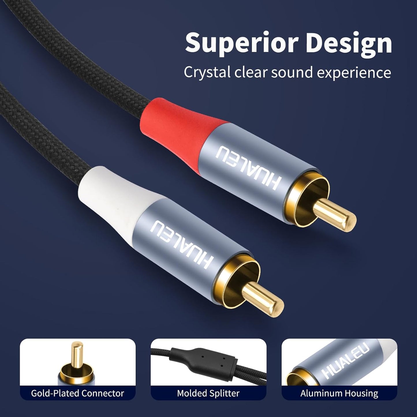 10FT 2RCA 2RCA Cord,2 player-2Pack Gold-Plated Male to Male Aluminum Shell Auxiliary Audio RCA M/M Stereo Audio Cable