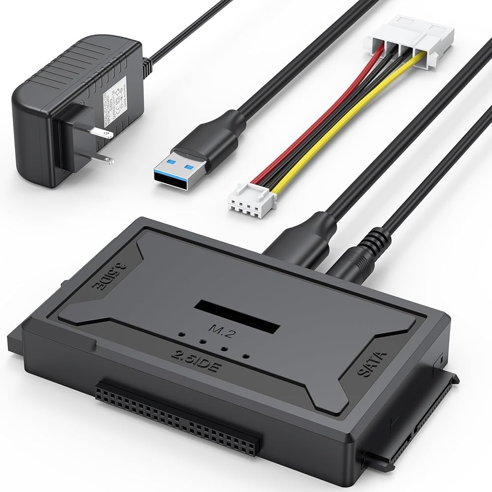FEMORO 4-in-1, M.2 10Gbps 12V/2A M.2 2.5" 3.5" Hard Drive Reader SATA IDE to USB Docking Station, NVME Dock, Computer