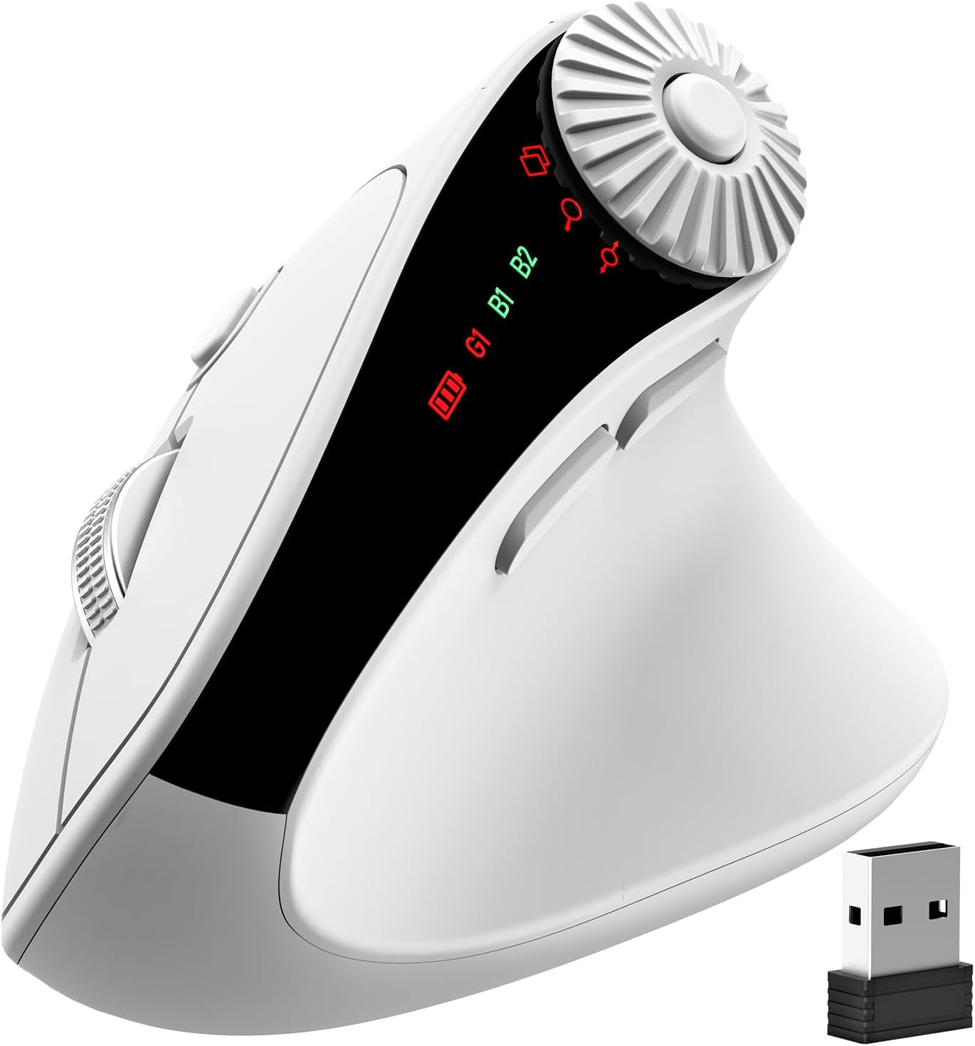 SABLUTE MAM51 3-in-1 4000 8 2.4Ghz/Bluetooth Ergonomic Mouse Wireless with Quick-Switch Scroll Wheel, Vertical Mouse