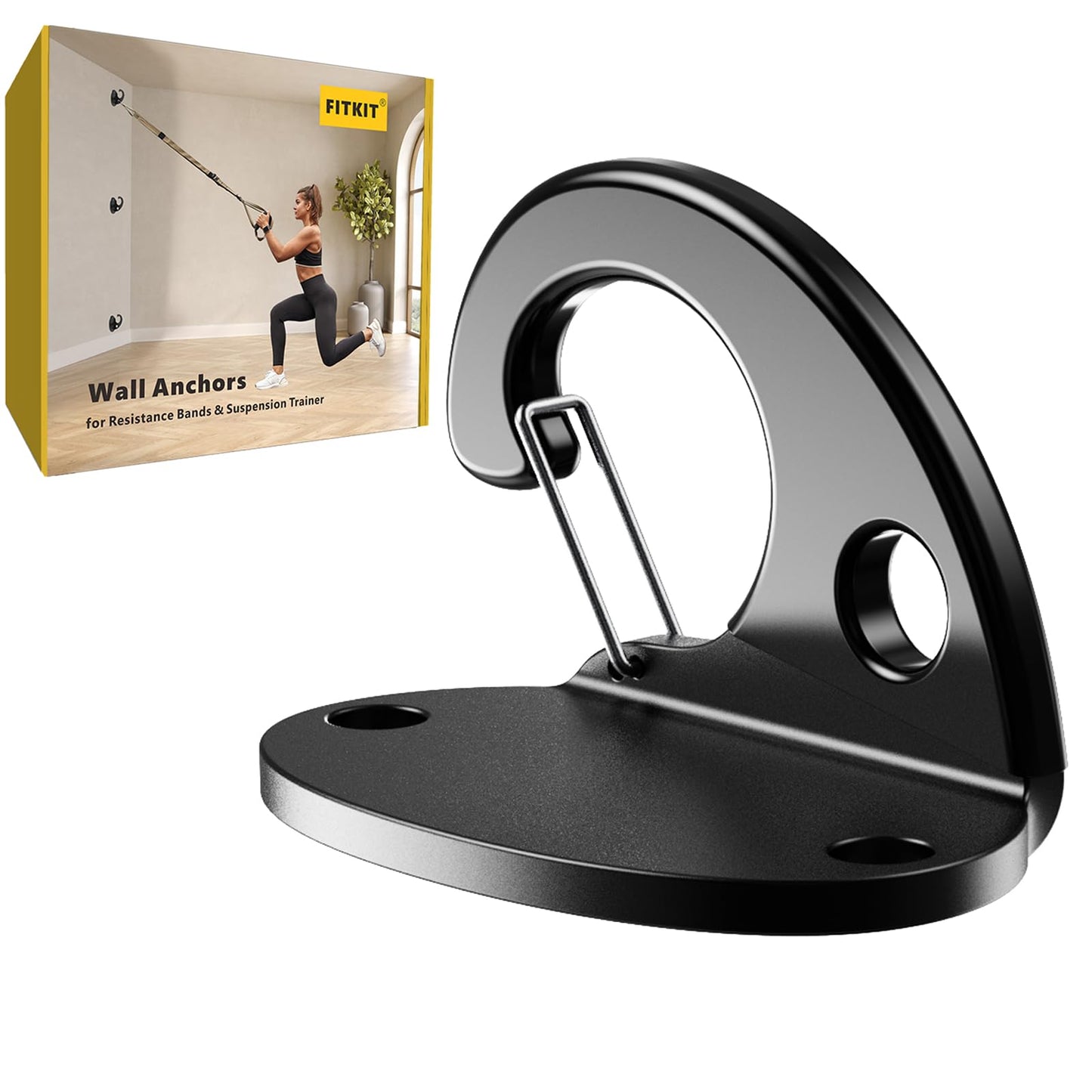 FITKIT 3-Pack Wall Mount Anchor Kit for Resistance Bands, No-Weld Design for Home Gym, Suspension Straps & Physical Therapy