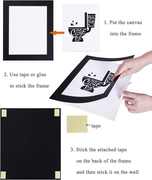 Joysnana Wall Art Prints - Funny Black and White Bathroom Decor | Set of 4 with Paper Frames (8x10 Inch)