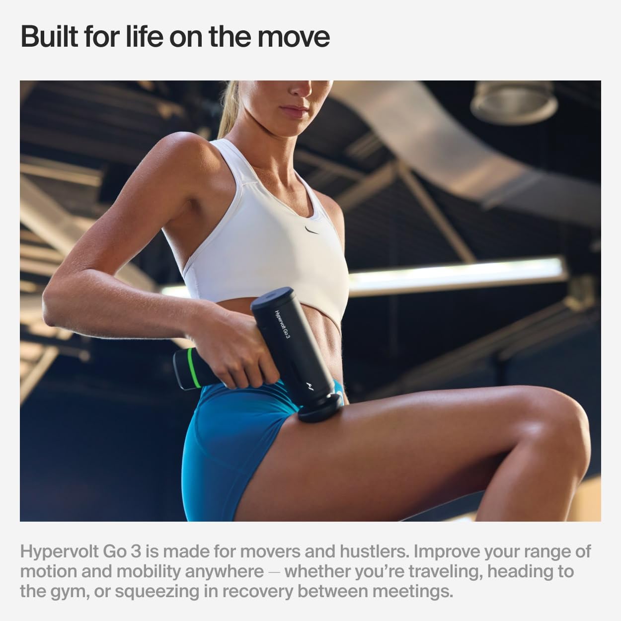 Hyperice Hypervolt Go 3 – Compact Handheld Percussion Massage Gun with QuietGlide Technology | 3 Speeds, Portable Lightweight Design | Helps Relieve Muscle Soreness and Improve Recovery