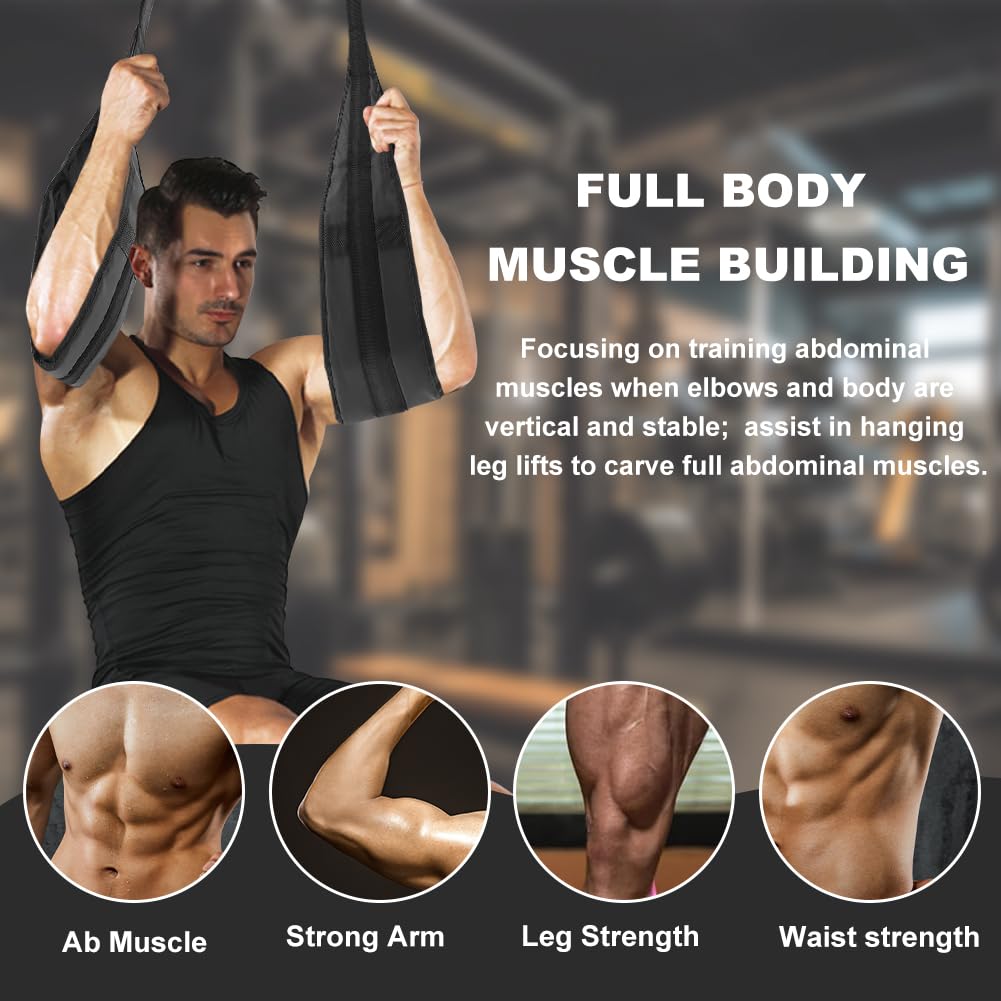 Hanging Ab Straps for Pull Up Bar, Abdominal Muscle Building Padded Arm Support Slings, Ab Sling Straps for Training Knee and Leg Raises, Ab Workout Equipment