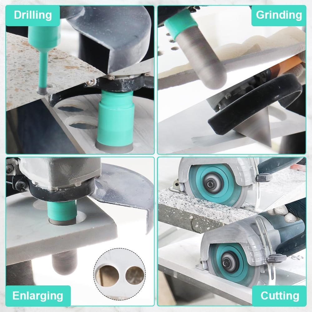 LEKOMESH Diamond Hole Saw Kit - Tile Hole Saw Kit 6-100mm with Cutting Disc, 13PCs for Porcelain Tile, Ceramic, Granite, Marble, Stone, Masonry Dry/Wet Drilling, Milling and Chamfering