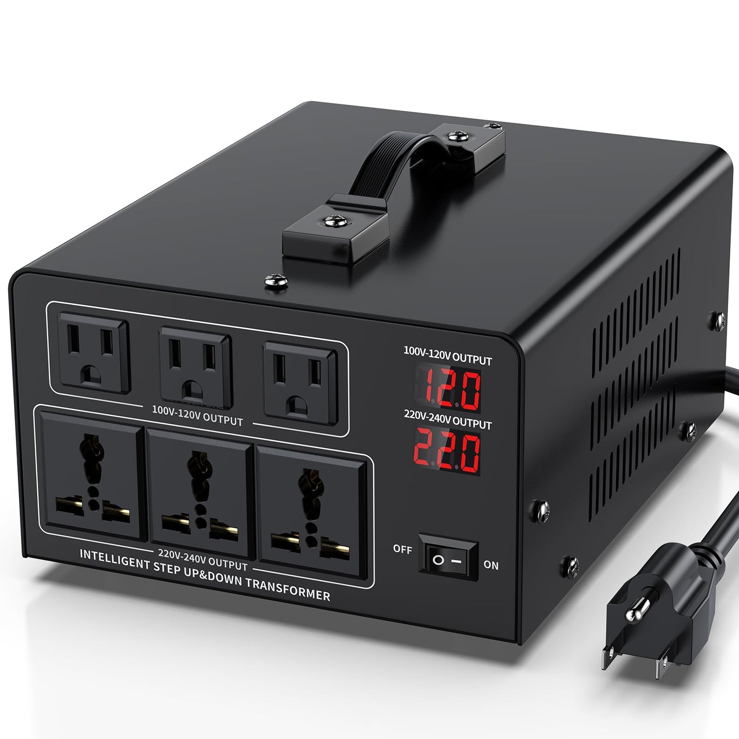 8000W Voltage Converter Transformer Step Up 110V/120V to220V/240V or Step Down 220V to 110V AC Power Converte, Circuit Breaker Protection, 3 US sockets, 3 Universal sockets, LCD Display
