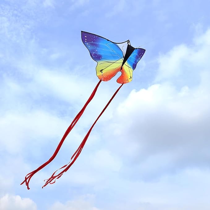 Butterfly Kites for Kids and Adults, Easy to Fly Large Single Line Kite for Boys and Girls - 55" x 28" Beach Kite for Beginners, 300ft String Handle Included
