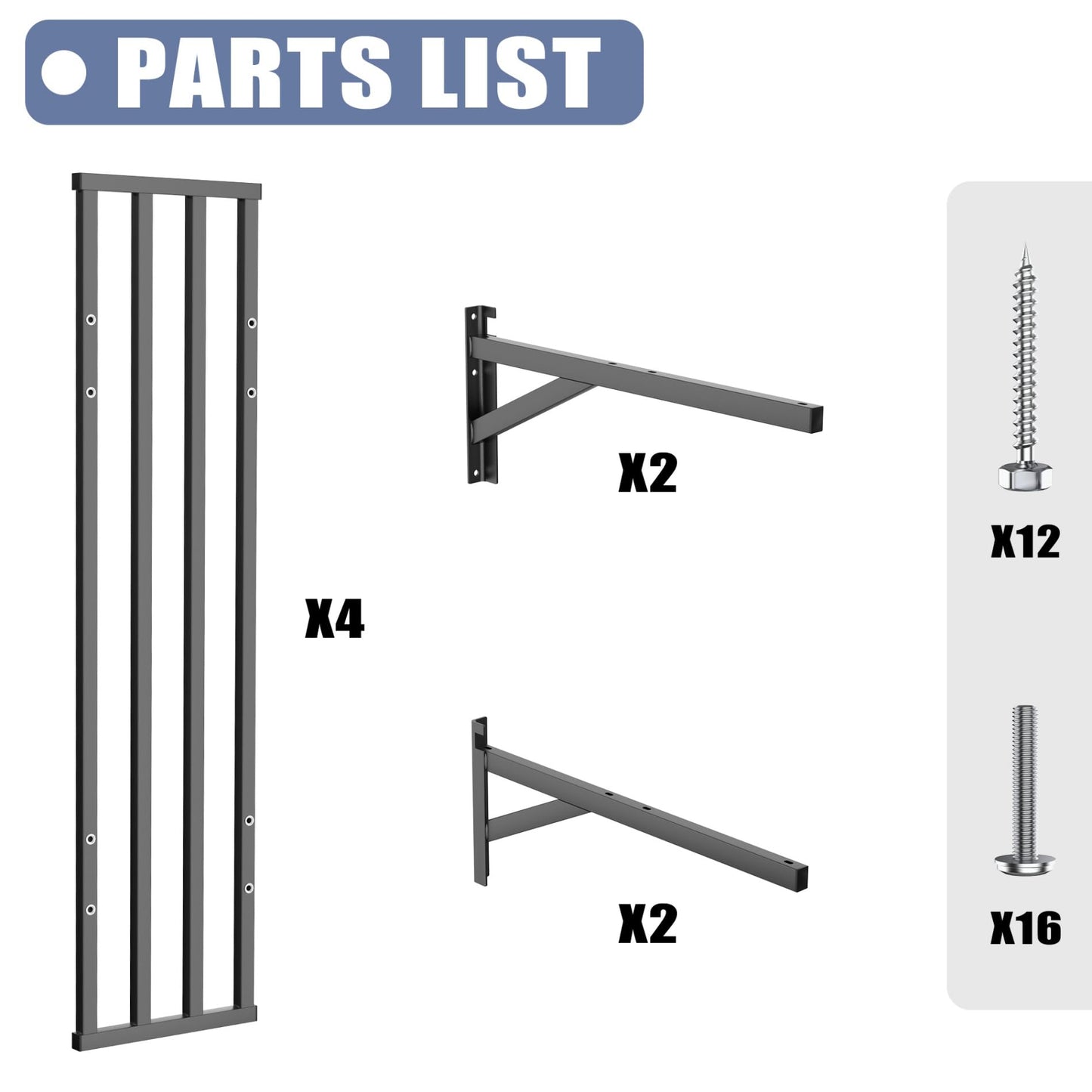 WALMANN 2 Pack Heavy Duty Wall Shelves, 2 ft x 4 ft Wall-Mounted Garage Storage Shelf, Floating Shelf, Hold 400 lbs/Shelf