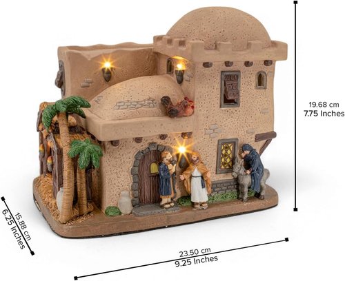 Bethlehem Inn | Porcelain Christmas Village with LED Lights - Festive Holiday Decor
