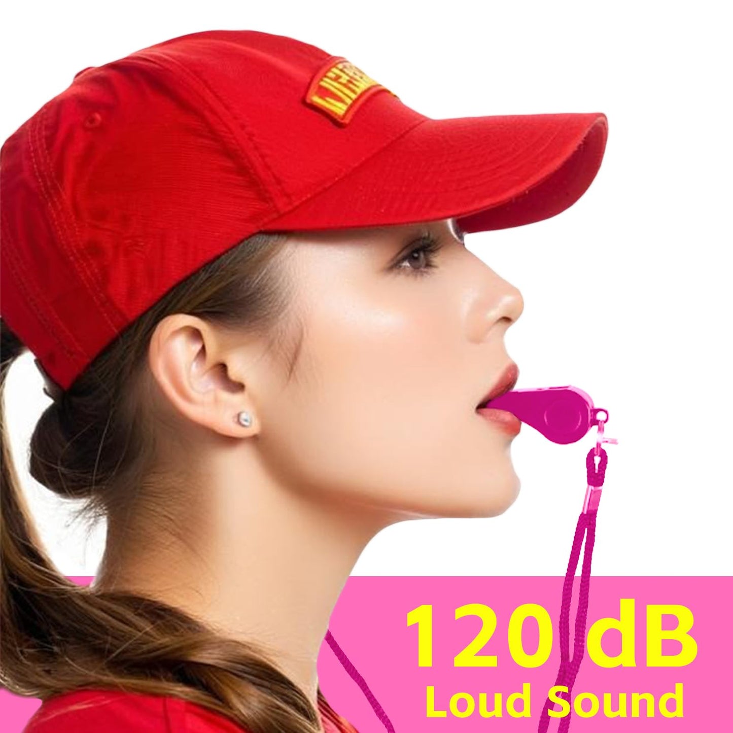 uadbau Pink Whistle, Plastic Whistle Emergency with Lanyard and Mouthpiece – Loud Crisp Sound for Coaches, Lifeguard, Teachers, Training, and Outdoor Safety (2 Pack)
