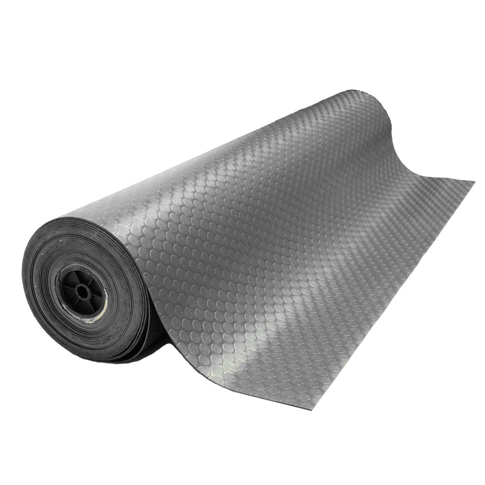 Rubber-Cal Coin-Grip Flooring and Rolling Mat, Dark Grey, 2mm x 4 x 8-Feet