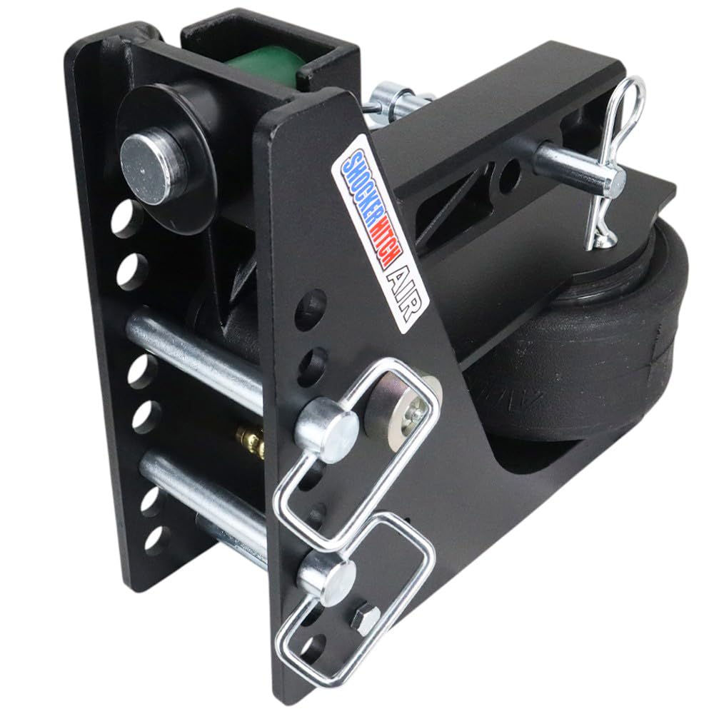 Shocker Max Black Air Ride Hitch with Black Combo 2" & 2-5/16" Balls, Fits 2" Hitch - 14,000 lbs