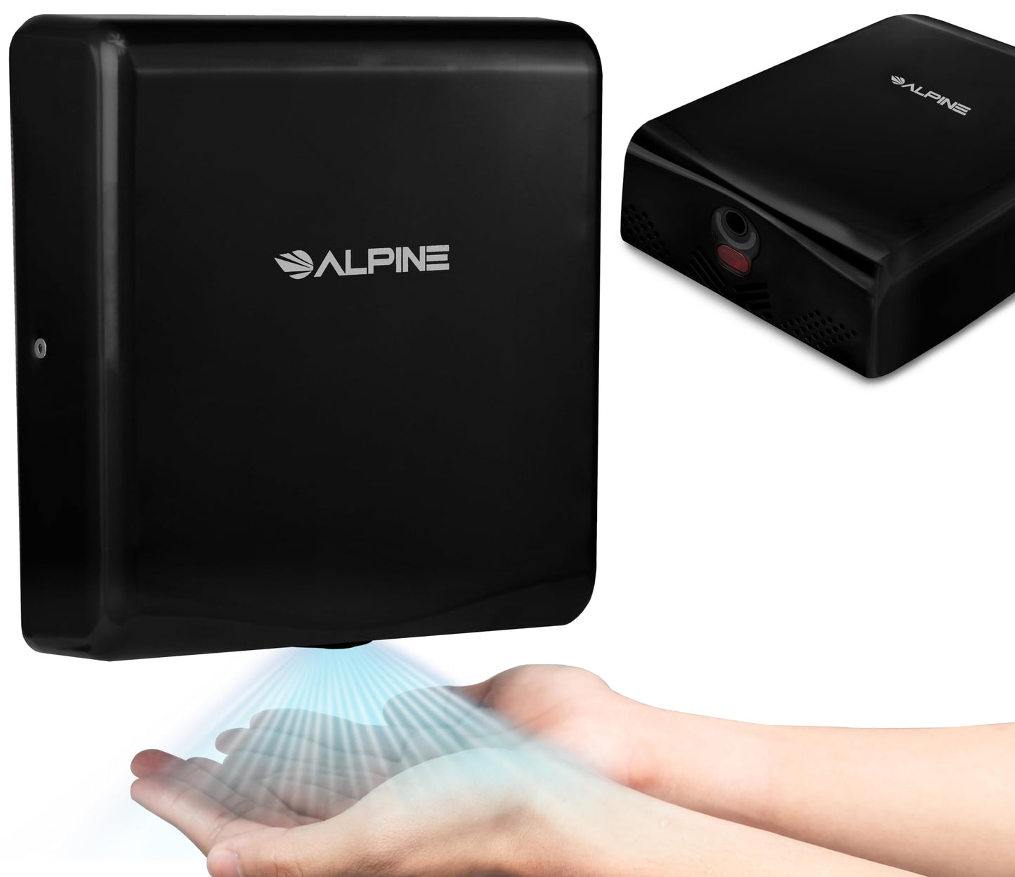 Alpine Hand Dryers for Bathrooms Commercial Extreme Speed Automatic Electric Hand Dryer for Home Bathroom/Restaurant with HEPA Filter, Heat & Speed Control - ADA Compliant (120v Black)
