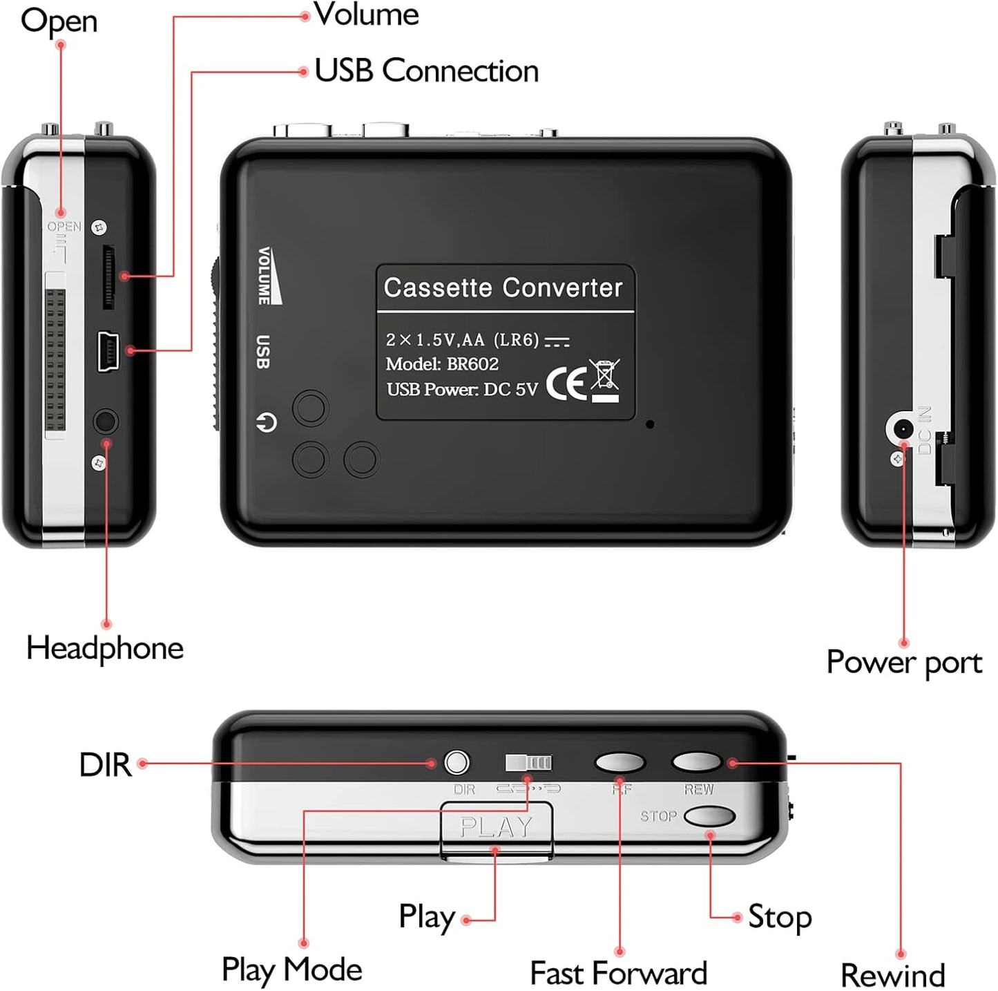 Cassette Cassette MP3 Player - Compact Tape Player Portable Recorder with Earphone-Convert Audio Music to Digital