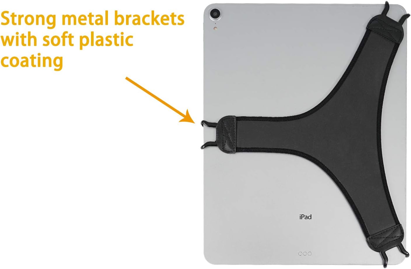 TFY 12.9" Hand Strap Holder Finger Grip with Soft PU, Compatible with iPad Pro and More (Black)