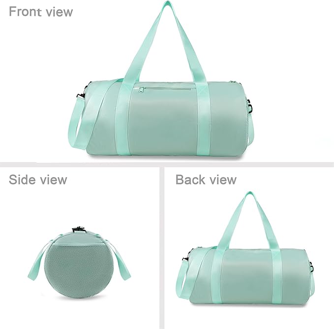 Small Gym Bag Duffel Bag for Women Men Fitness Sports Bag Workout Adjustable Detachable Shoulder Strap Lightweight Carry on Travel Duffle Bag (Green, 15" / Mini / 12L)