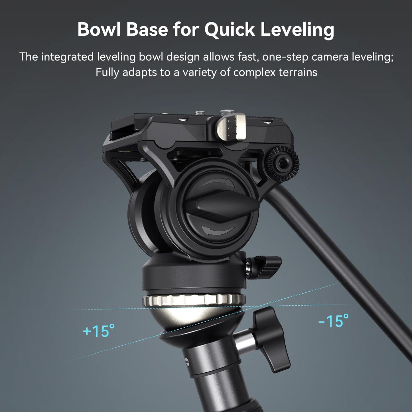 SmallRig CT210 Video Tripod, 75" Video Camera Tripod Monopod with +/-15° Leveling Base Fluid Head, Professional Camera Tripod Compatible with Video Camera, DSLR, Camcorder-4475