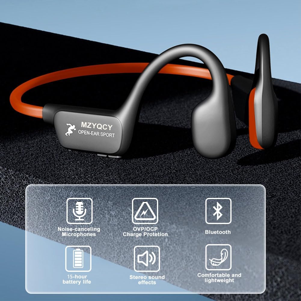 5.4 MicIPX6 Headset15H Bone Conduction Headphones,Open Ear Wireless Bluetooth Headphones with Waterproof Sport