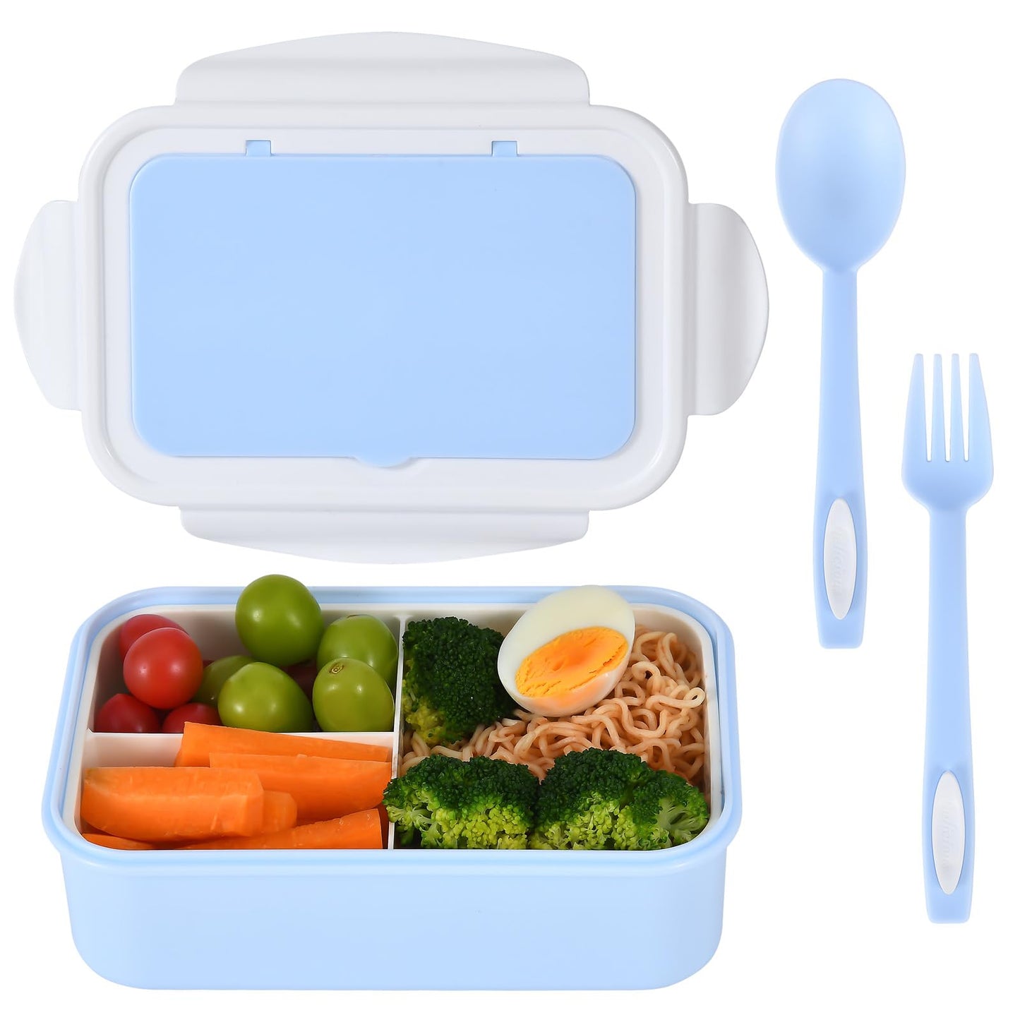 UPTRUST Bento Lunch container For Kids, Bento adult box With 3 Compartment. Leak-proof, Microwave safe, Dishwasher Safe, Freezer Safe,Meal Fruit Snack Packing Box(Spoon&Fork included) (Green)