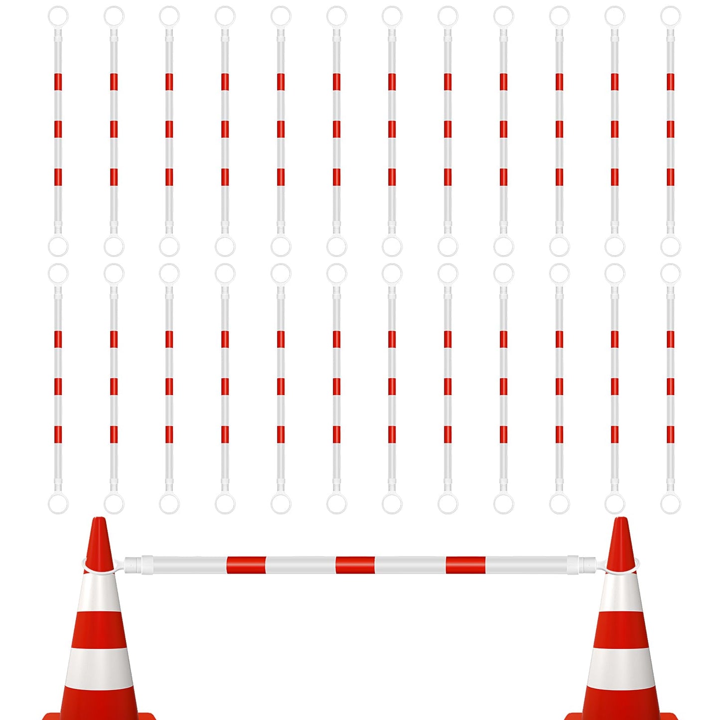 Huwena 24 Pcs 12 Pcs Retractable Traffic Cone Bar from 4ft to 7.2ft Expandable Safety Cone Bars Lightweight Traffic Barricade for Road Parking Use, Parking Lots, Road Construction