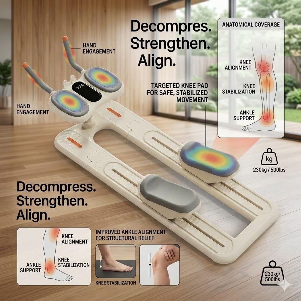 Crawling Training Machine Noiseless Spine Twist & Stretch Trainer Effective Waist & Spine Workout, 3 Adjustable Height LED Counter 230kg Capacity,Detachable,for Full-Body WorkoutWhite,57 in