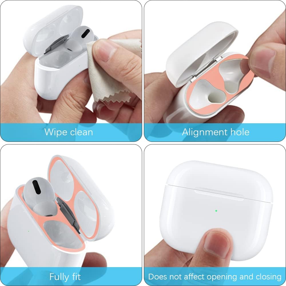 Senbos 3 3rd Metal Dust Guard for Apple AirPods Case Ultra Slim Protective Film, Scratch-Resistant Cover, Prevents