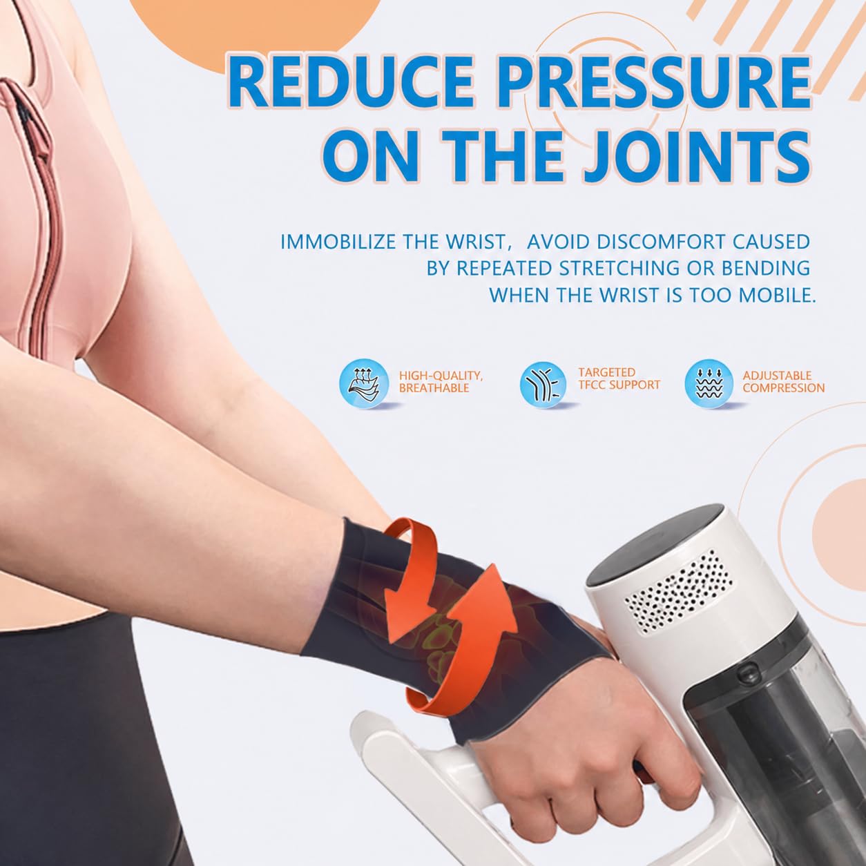Bchois Wrist Brace,Wrist Support for Carpal Tunnel Pain Relief,Ulnar Brace Ultra-Thin Elastic for Tear,Wrist wraps Repetitive Wrist Use Injury,Fits Both Wrists