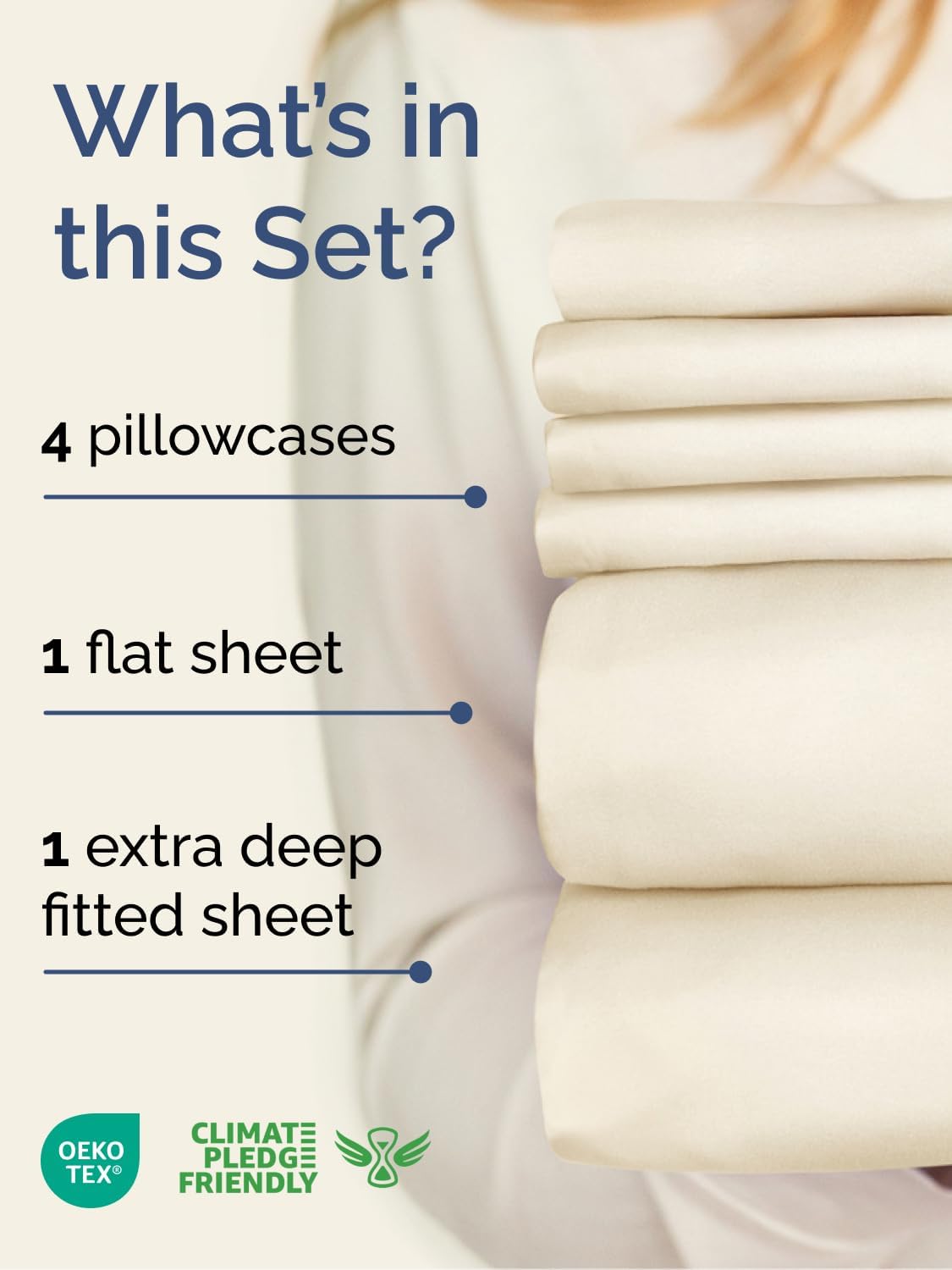 Skiennix Extra Deep Queen Sheet Set - 6 Piece Breathable Cooling Bedding - Soft Wrinkle-Free Off White
