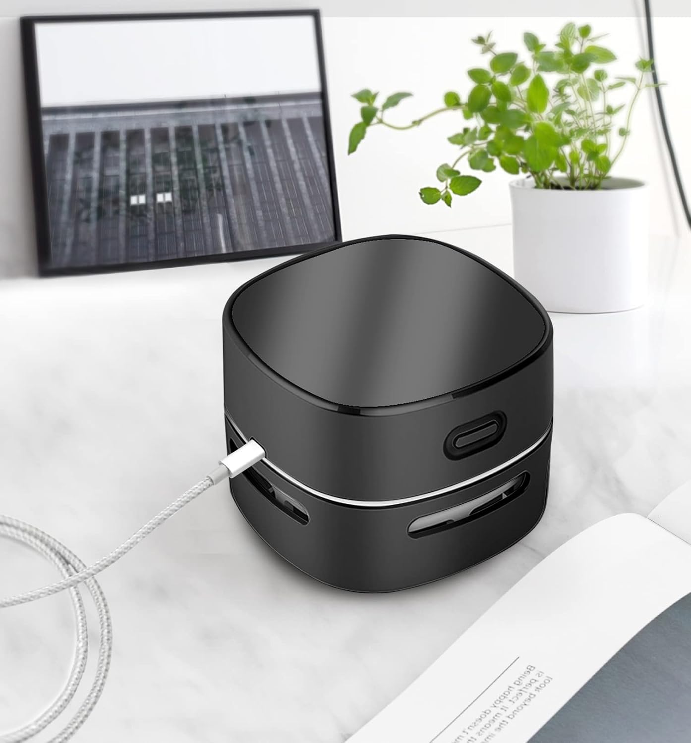 400 mins,360 ODISTAR Desktop Vacuum Cleaner, Mini Table dust Sweeper Energy Saving,High Endurance up to Rotatable