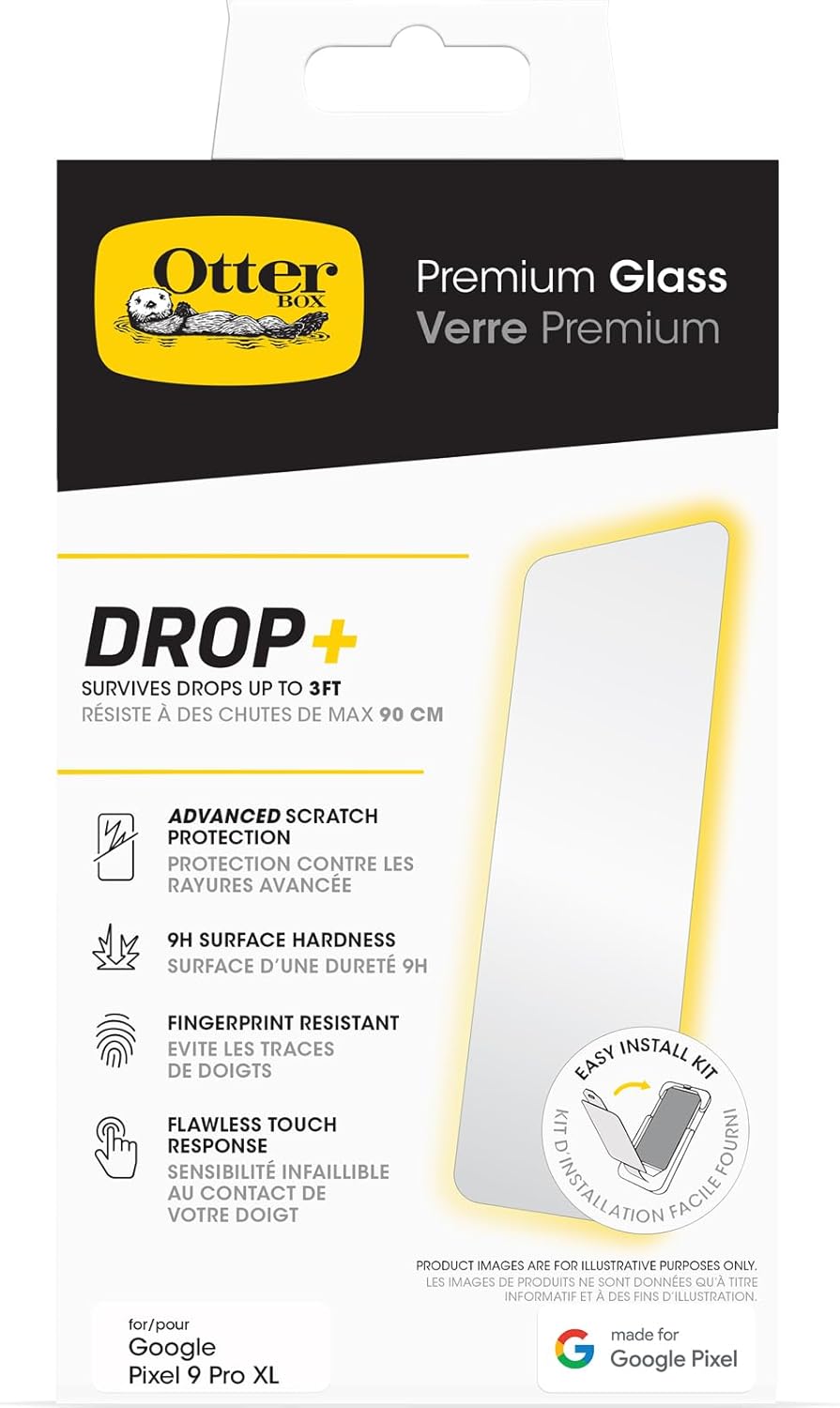 9 OtterBox Google Pixel Pro XL Premium Glass, Scratch Protection, Flawless Touch Response, Easy Installation