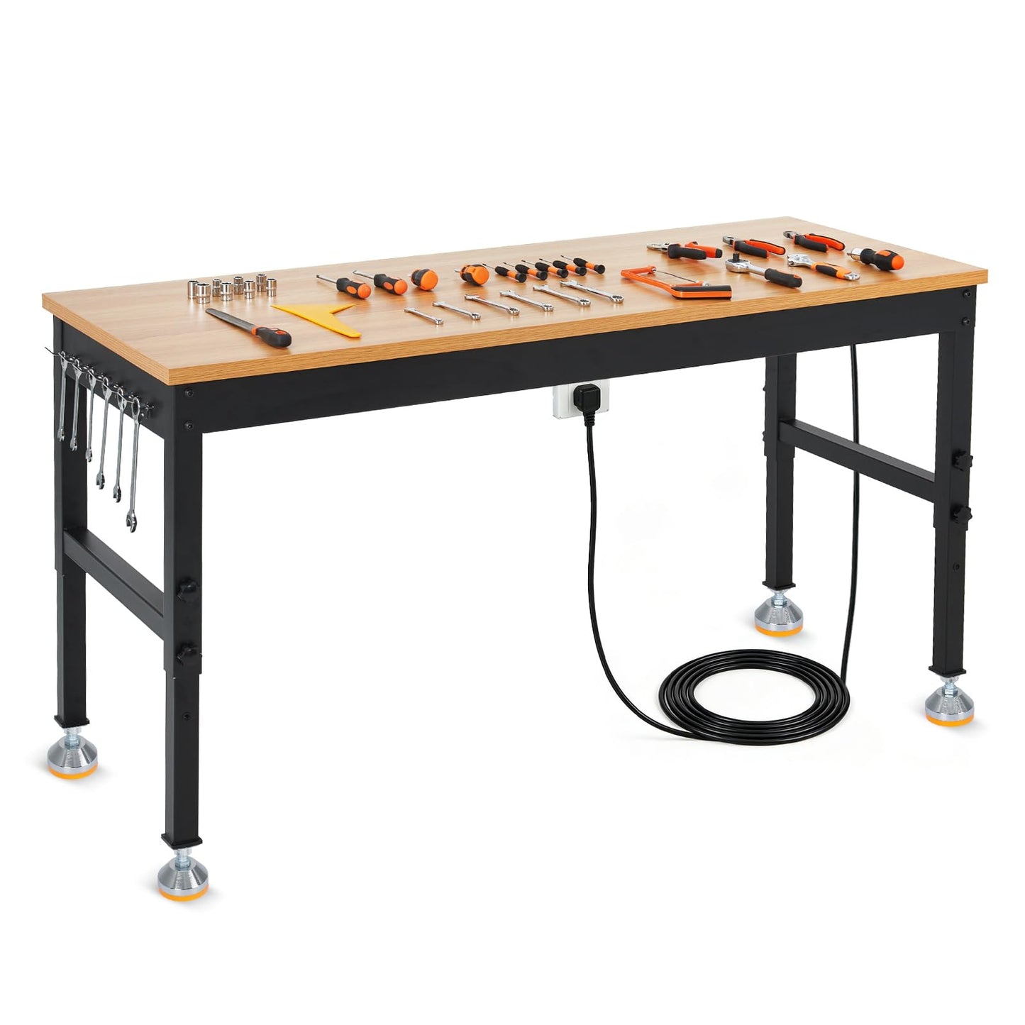 48" Work Bench, 48" x 24" Workbench with Power Outlet, Adjustable Height Work Benches for Garage, 2000 LBS Tool Bench for Workshop & Home