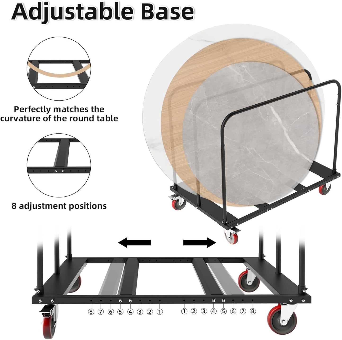 Folding Table Cart, Heavy Duty Drywall Cart 1800 LB & 10 Table Capacity, Table Dolly with 5" PU Swivel Wheels for Moving Box, Wood, Drywall, Panel, Party Events, Factory, Warehouse