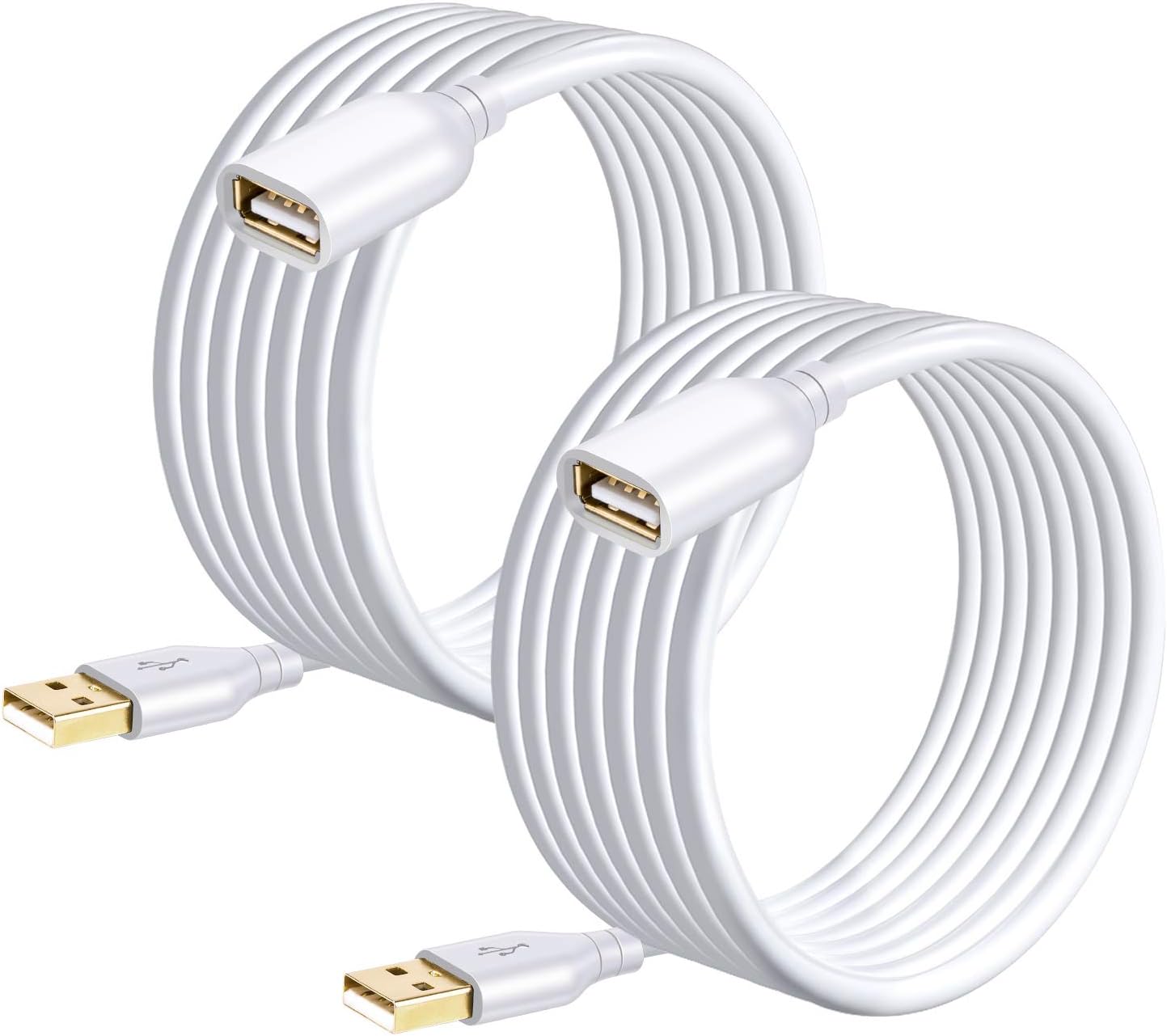 15ft, 2 Pack 2.0 Costyle USB Extension Cable White USB Extender Cable Type A Male to A Female Extension Cable Long USB