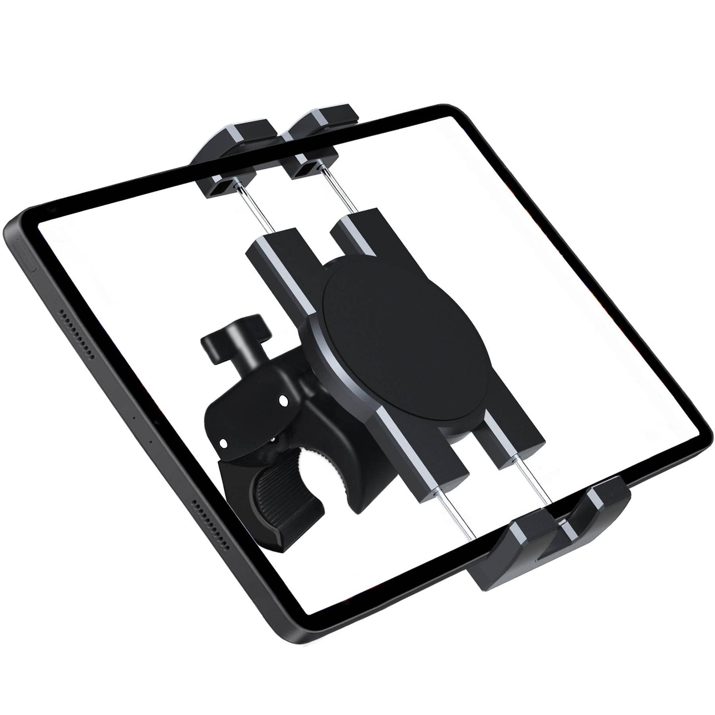 Timewall Tablet Phone Mount with Clamp, Universal iPad iPhone Holder Stand for Spin Bike, Stationary Exercise Bicycle, Treadmill, Elliptical, Mic Stand, Boat, Handlebar, Fits 5-12.9" Tab Phone
