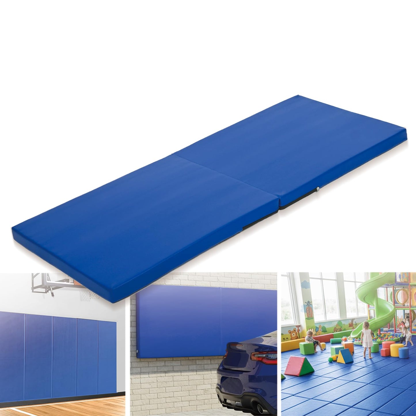 ybaymy 2" Thick Wall Padding, Wall Pads for Gym Basketball Court Garage Wall Mount Protector, Anti Collision Mat for Kids Foldable Exercise Mats for Taekwondo Garage (Blue)