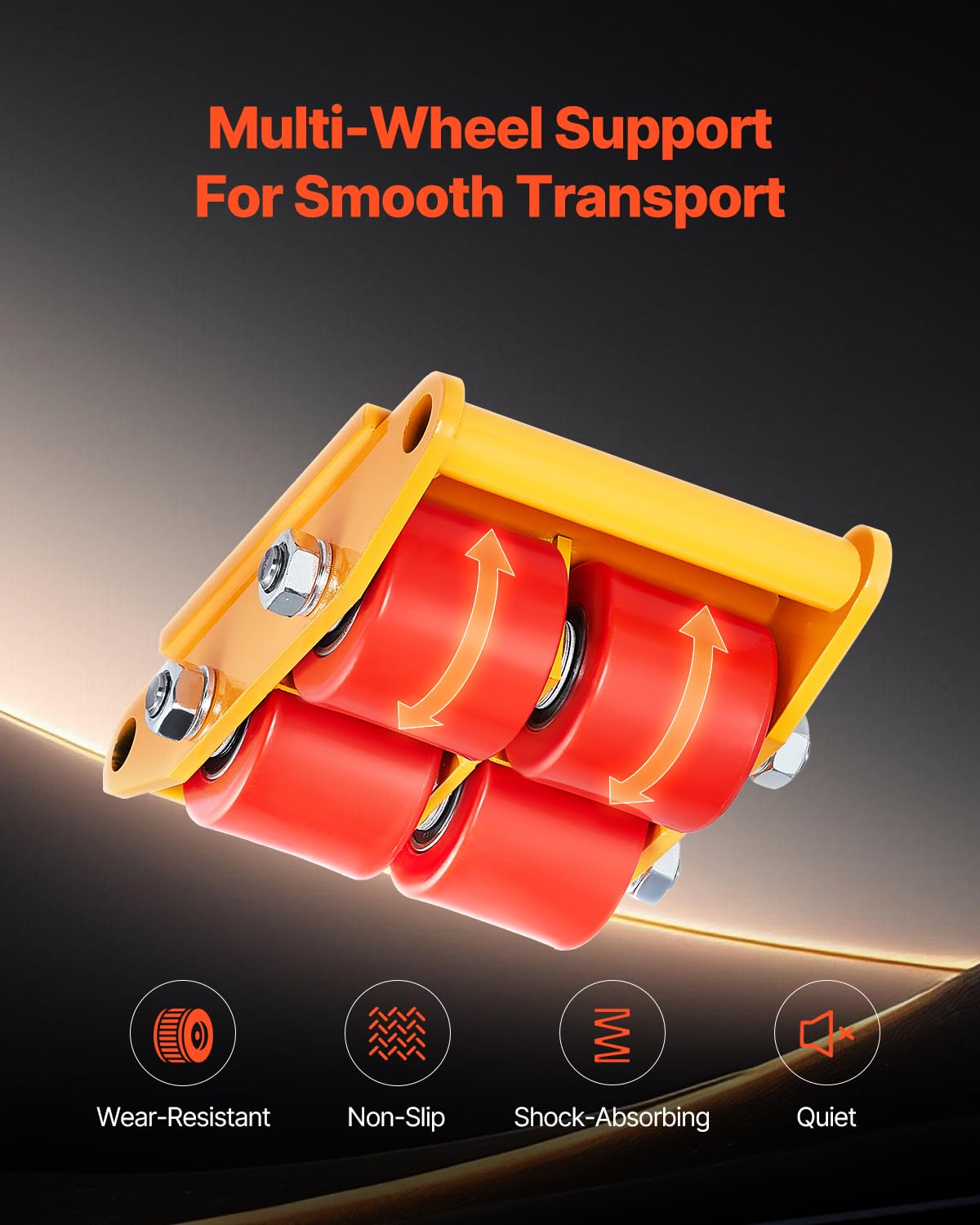 VEVOR Machine Skate, 6T Machinery Skate Dolly, 13228 lbs Machinery Moving Skate, Machinery Mover Skate with 360° Rotation Cap and PU Directional Rollers, Heavy Duty Industrial Moving Equipment, Yellow