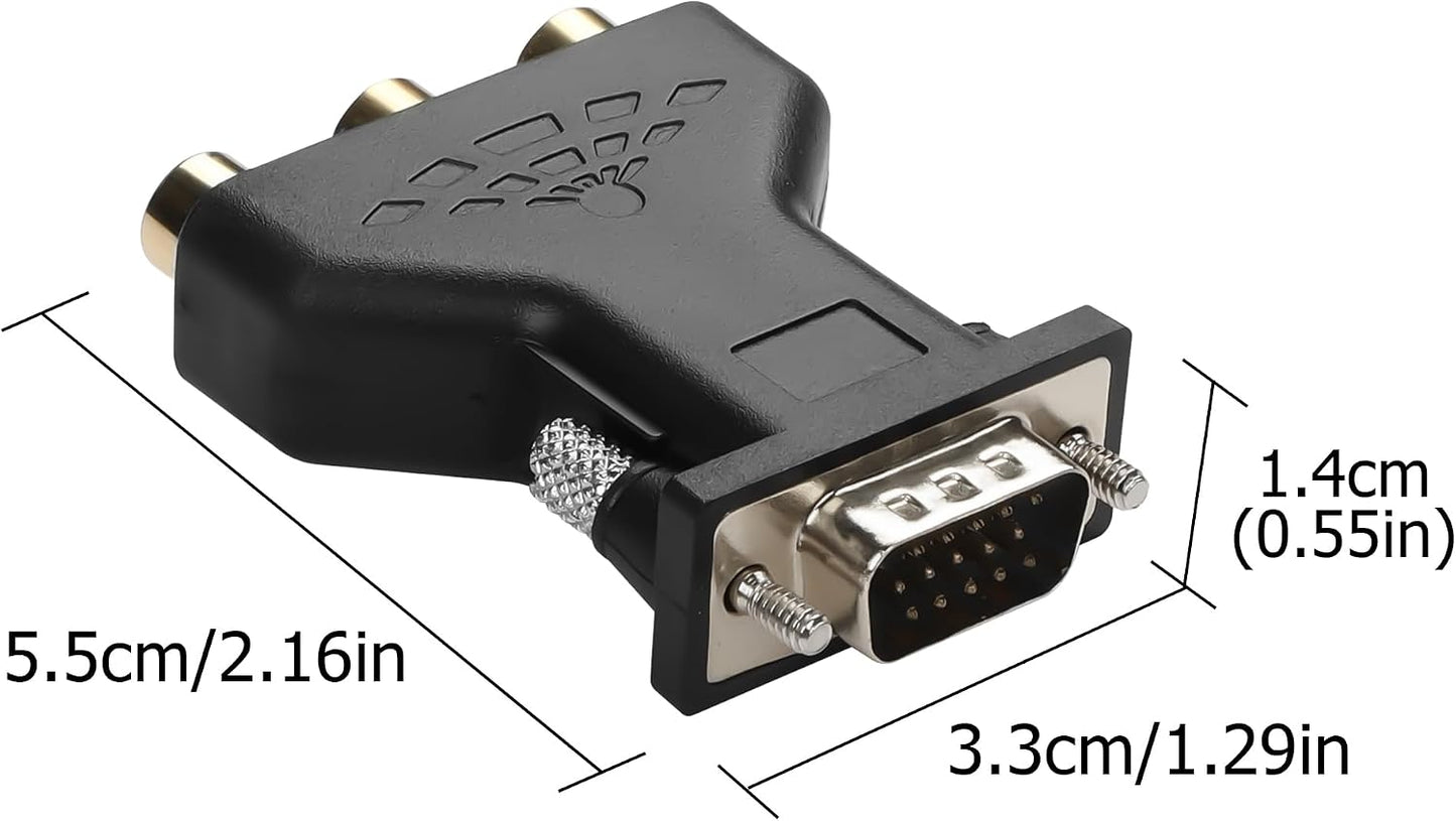 YAODHAOD 3RCA Set-top VGA to RCA Adapter, VGA to Audio Video Converter for TV, LCD Projector, Box, DVD Player