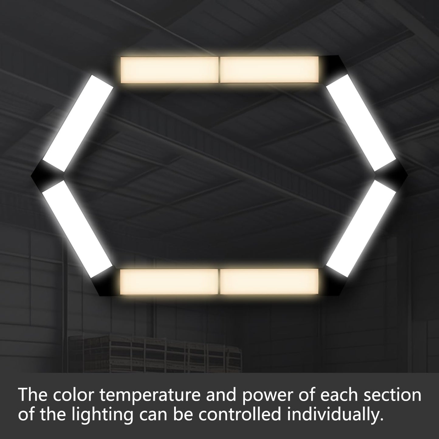 be studied 16FT LED Linear Light, 200W Pendant Light Fixtures, 0~10V Remote Switch, 3000K 4000K 6000K Color Changing Function, Combination Black Ceiling Shop Light, Suspended Office Lighting Fixture