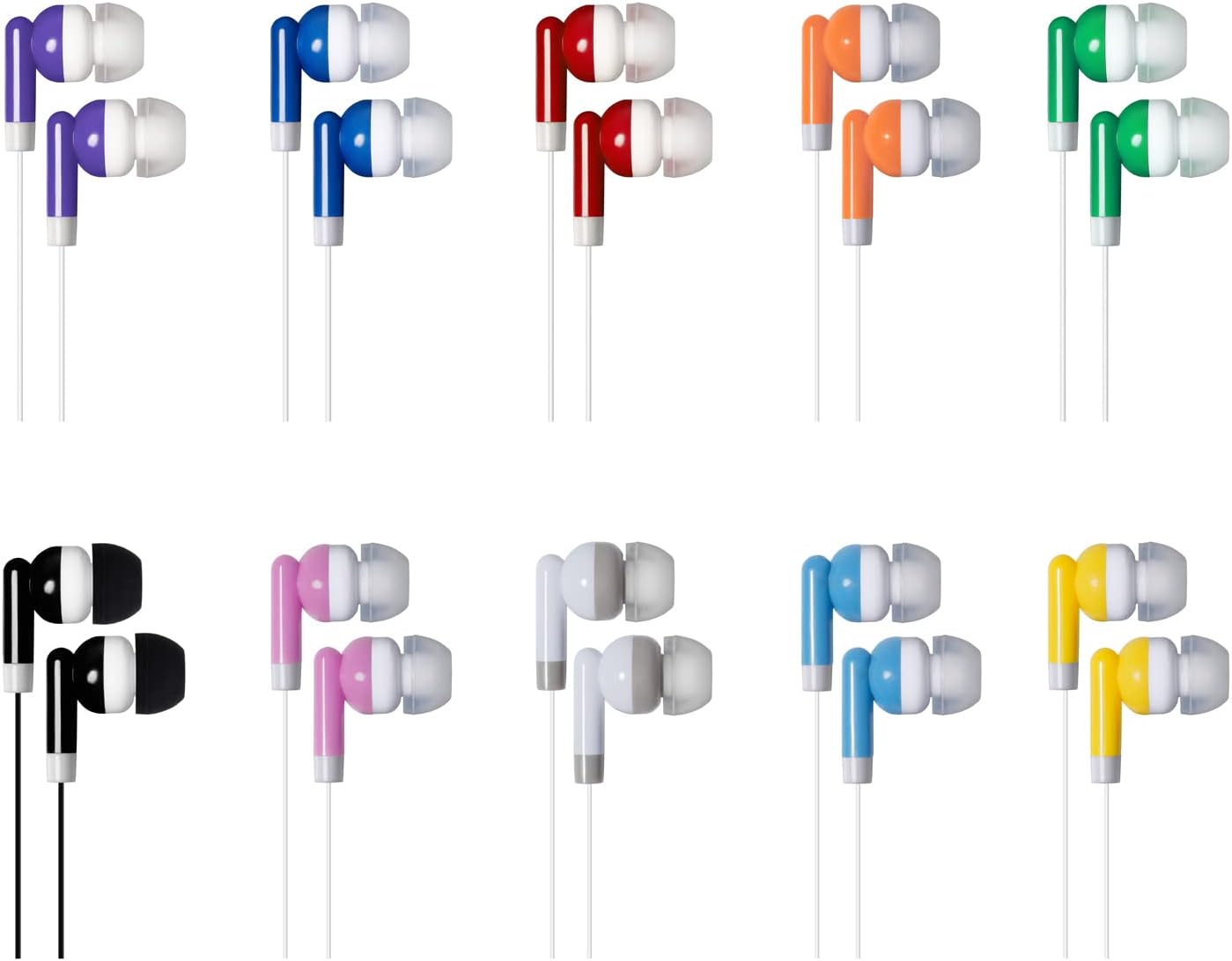 Wjjitan 50 Pack Hospitals,Gifts(50Mixed) Kids Bulk Earbuds Headphones Earphones Multi Colored, Wholesale Disposable Ear