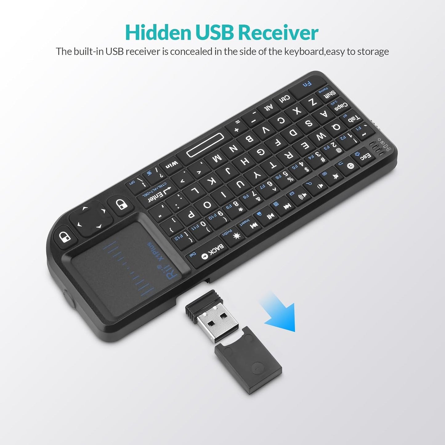 Rii Mini Keyboard with Touchpad,Bluetooth Keyboard Backlit,Handheld Wireless Keyboard for Smart TV,Android TV Box,Fire