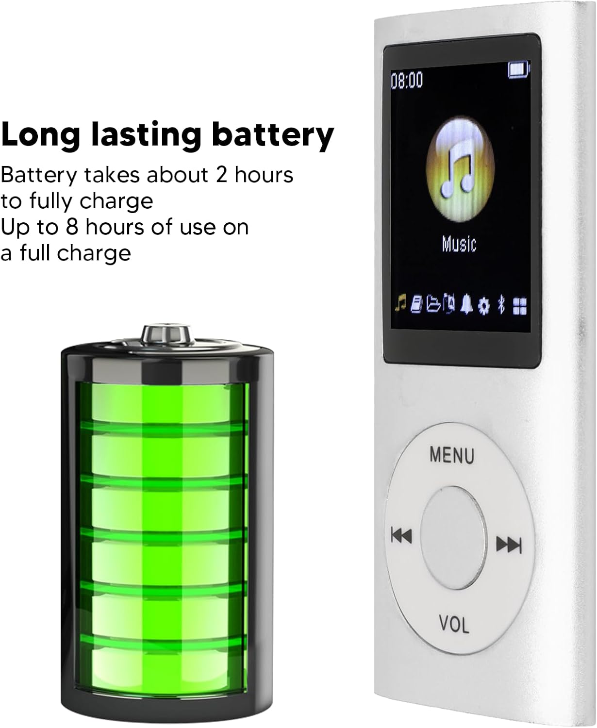 MP3 64G 1.8 8h XUMIUZIY Player, Stylish Portable Lossless Sound Music Player with Earphones, Support Memory Card, Sleep