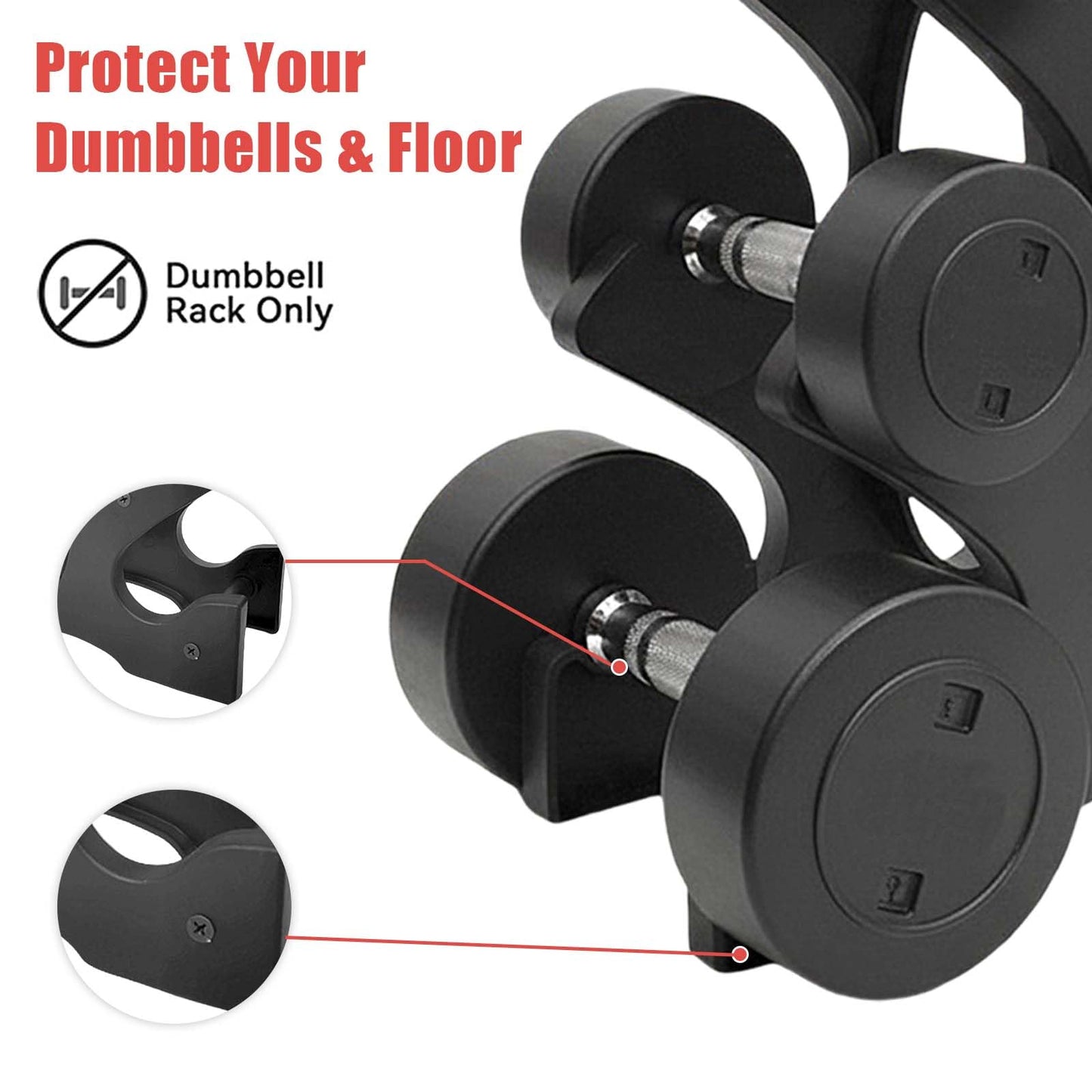 3-Tier Dumbbell Rack Only for Home Gym Women Dumbbell Holder with Handle Weight Racks For Free Weights Dumbbell Tower (Dumbbells Not Included)
