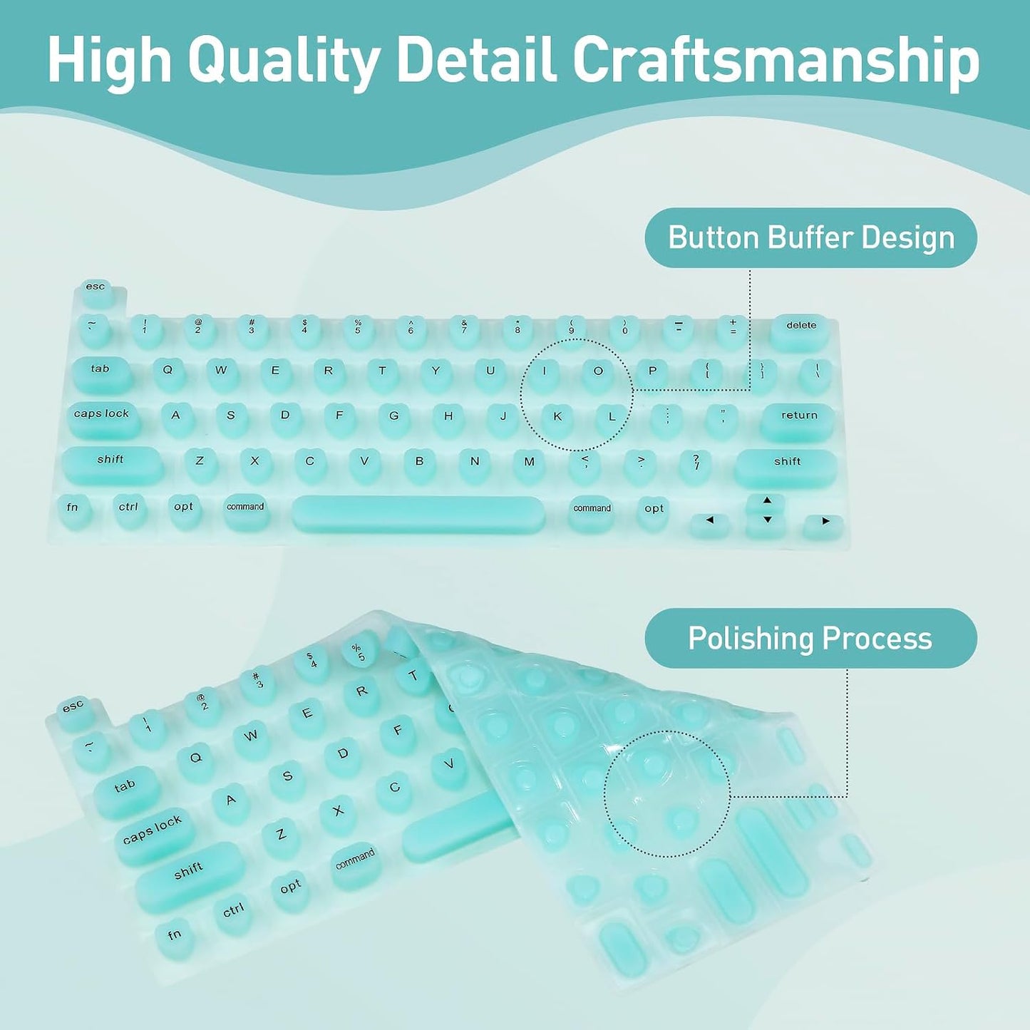 TS-MAYKA 3D 13"/14"/15"/16" 2020-2024 Keyboard Cover for Long Nails, Keyboard Film for Nail Art Silicone Raised