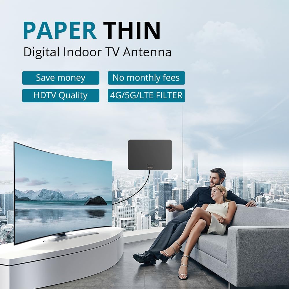 ANTAN 35 45 8K 4K 1080P 16.5ft Indoor Window HDTV Antenna Miles Range Support UHF VHF view HDTV Channels with Longer