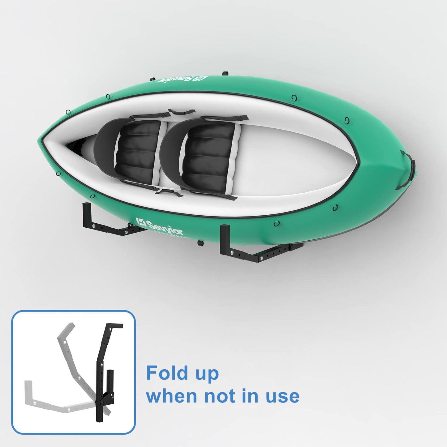 WALMANN Kayak Storage Rack, Wall Mount Kayak Hooks for Garage Kayak Wall Hangers for Kayak, Surfboard, Skiis, Snowboard, Paddle Board(2 Pairs for 2 Kayaks)