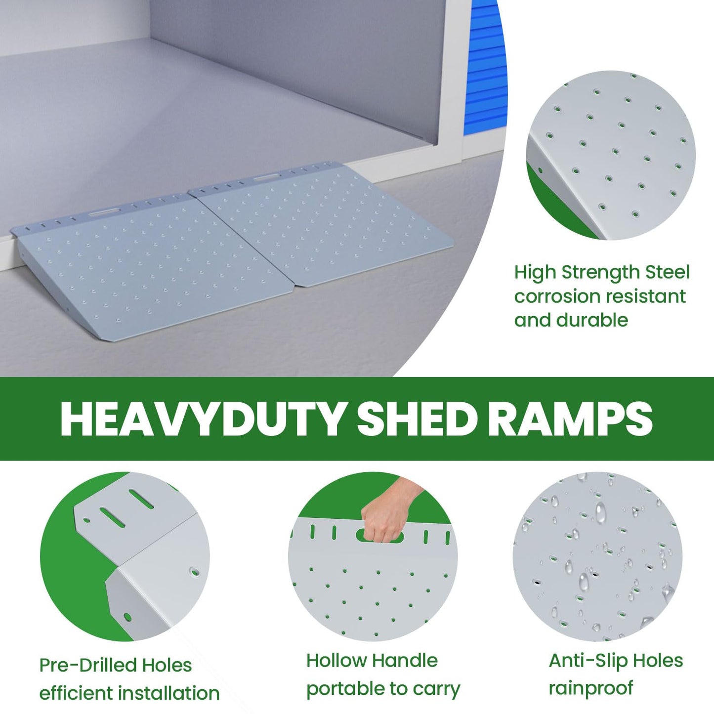 PURRPAXZ Heavy Duty Shed Ramps 2 Pack, Shed Ramp for Riding Mower, 1500LBS Capacity, Portable Non-Slip Ramps for Sheds, Lawn Mower, ATV, Motorcycles, Garages, Barns